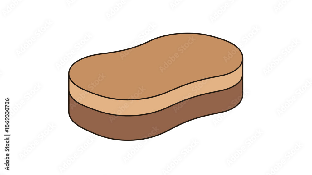 Obraz premium Brown layered abstract shape resembling a sponge or a mattress on a white background
