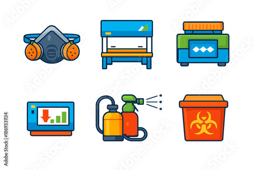 Collection of laboratory and safety icons