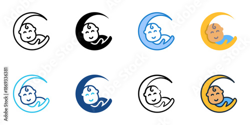 Baby care icons set multiple style collection. Editable stroke 
