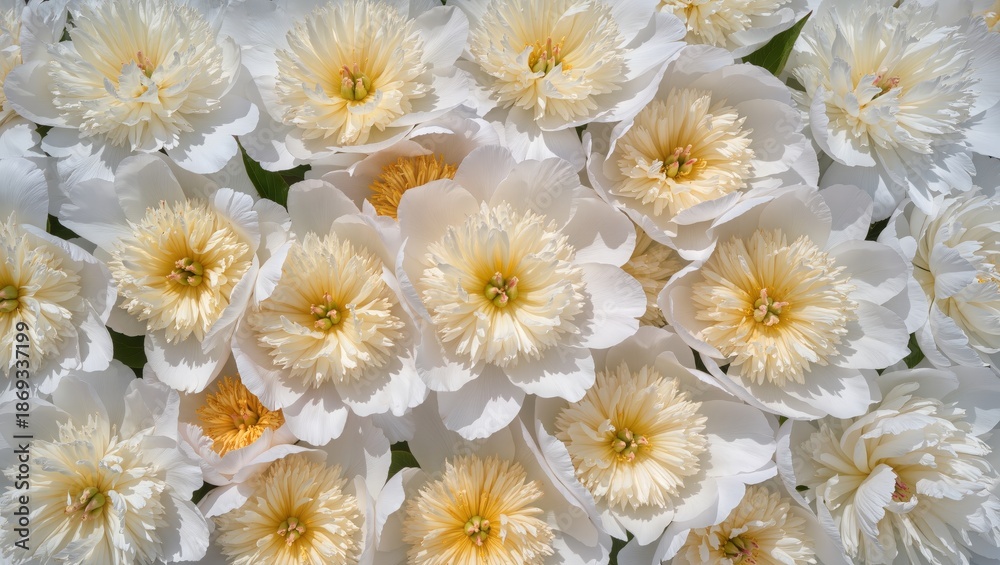 Fototapeta premium bouquet of white flowers, top view 