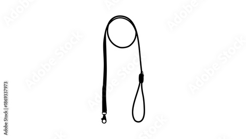 leather dog leash, black isolated silhouette