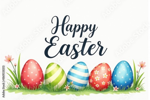 Watercolor Happy Easter Floral Lettering