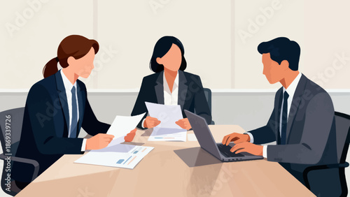 Business meeting with three professionals