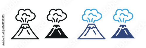 Volcano Eruption Icon Set for Disaster and Nature Warning UI Vector
