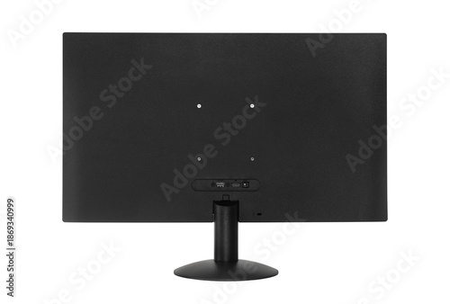 Computer monitor rear view, isolated on white background.  The rear panel of the monitor with connection connectors.