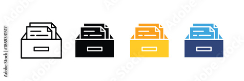 document tray icon set. file organization and storage symbol. vector illustration
