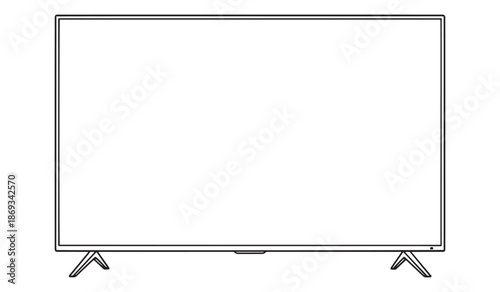 Flat screen television with stand on white background