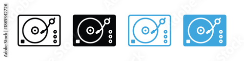 Set of turntable icons . music and dj theme symbol. record player icon. viney music icon set. vector illustration