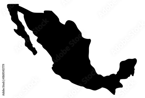 Mexico map silhouette isolated on transparent background