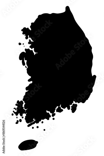 South Korea Map Silhouette on Transparent Background. Republic of Korea, East Asia Shape
