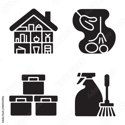 Cleaning supplies icon symbolizing declutter home hygiene