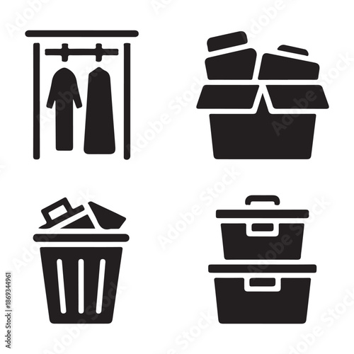 Waste sorting icon encouraging decluttered eco friendly home