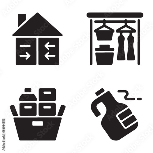 Storage management icon reflecting structured declutter home