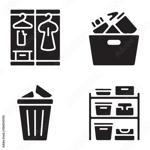 Minimal declutter home icon set for clean lifestyle branding