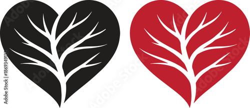 Heart Shaped Tree Love Symbol – Romantic Nature Concept Vector Illustration