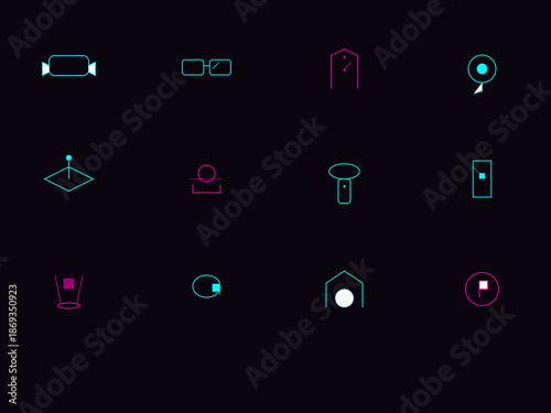 12 Metaverse and Virtual Reality Technology Icons - VR, AR, and Web3 Vector Set
