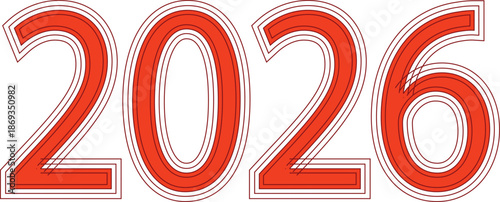 The color combination creates a vibrant and attractive representation of the year 2026. Different colors for each digit can indicate a theme, making the image suitable for events, campaigns, and more.