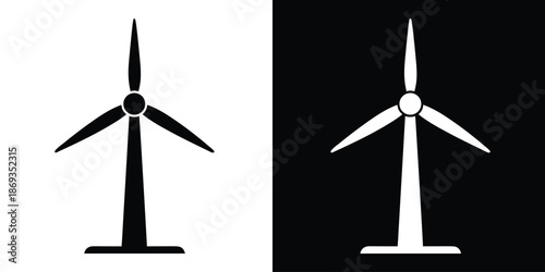 Wind turbine icon, Windmill sign vector, Windmill silhouette