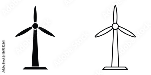 Wind turbine icon, Windmill sign vector, Windmill silhouette