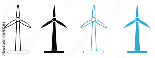 Wind turbine icon, Windmill sign vector, Windmill silhouette