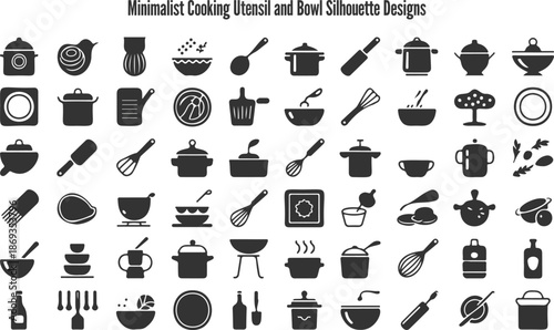 Minimalist Cooking Utensils and Kitchenware Silhouette Vector Designs