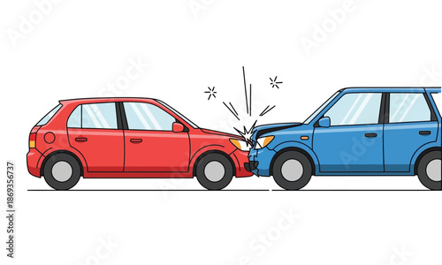 Two cars crash head on during traffic accident illustration vector
