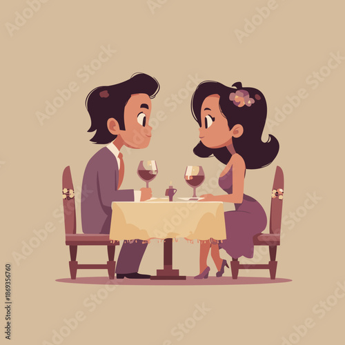 Stylish romantic couple enjoying a candlelit dinner with wine at a table creating a classic love and dating atmosphere