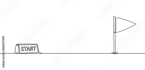 Start block finish flag marking progress journey minimal line art graphic illustration simple design