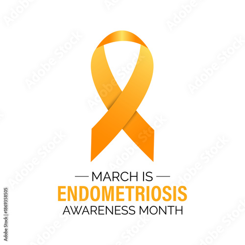 Vector illustration of Endometriosis awareness month is celebrated every year in March. A minimal uterus and Realistic ribbon symbol. A painful, longterm disorder affecting pelvic health banner design