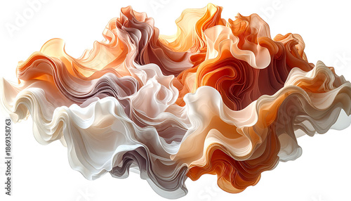 Abstract flowing form with translucent, warm tones, and dynamic movement