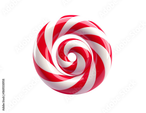 Swirled red and white confection on black background
