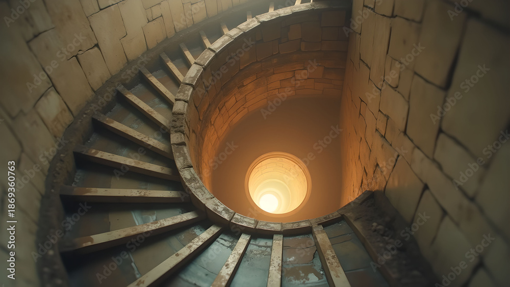 Fototapeta premium Spiral Staircase in Stone Tower