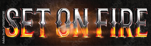 set on fire polished silver and burning flame cinematic 3d text effect