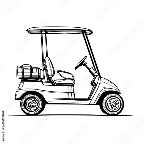 Elegant Escape: Classic Golf Cart Chauffeur | Clean, isolated vector art for creative projects.