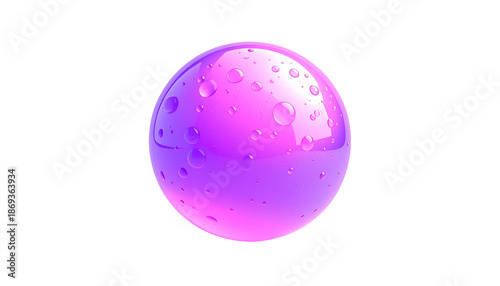 A glowing, translucent sphere with water droplets on a black background