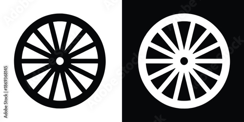 Wagon wheel silhouette vector, wagon wheel icon