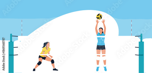 Cartoon illustration of the Roman Colosseum with trees, pathway, blue sky, and clouds in a scenic landscape