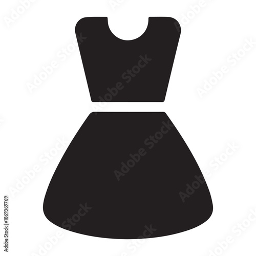 Simple black silhouette of a classic fit and flare dress design