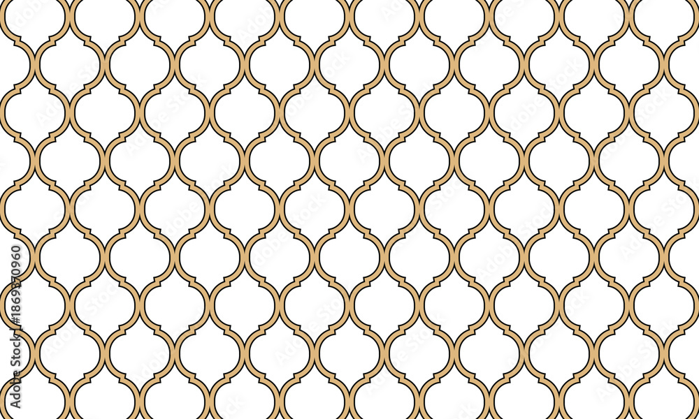 Fototapeta premium Elegant Islamic Seamless Pattern with Interlocking Rose Gold Geometric Shapes