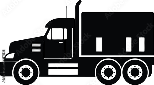 Semi trailer truck silhouette, Truck icon. ruck with semi trailer. Vector drawing.