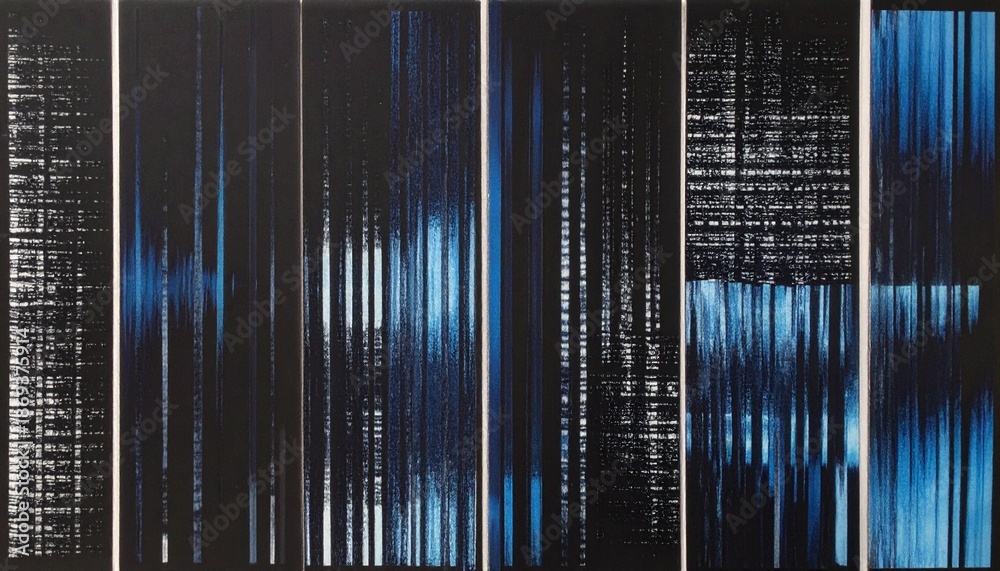 Obraz premium Abstract vertical line panels in black, white, and blue