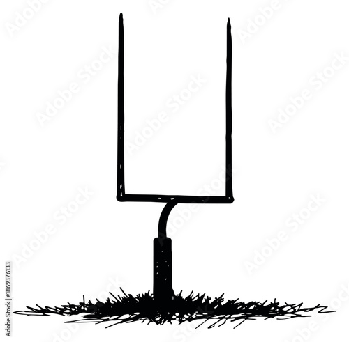 Hand drawn line art illustration of a football goal post depicting a scoring target for an American football game