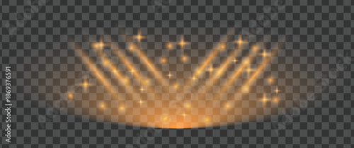 Golden crown with sparkling lights on dark background