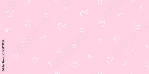 Heart pattern seamless pink vector. Valentine's Day gift wrapping paper design with cute hand drawn hearts.