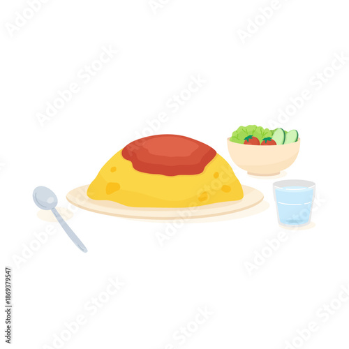 japanese omurice menu set