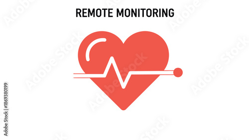Heartbeat line in heart symbol for digital health remote monitoring