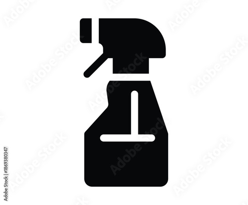 Black Silhouette of a Spray Bottle with Trigger for Cleaning Purposes