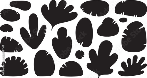 Collection of black hand and foot silhouettes on white