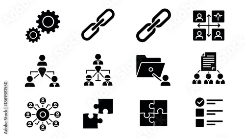 Business and teamwork silhouettes for branding and strategy concepts