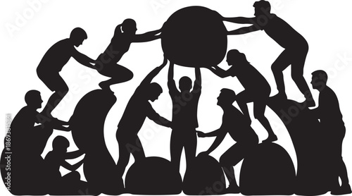 Teamwork and Collaboration Silhouette Illustration Graphic